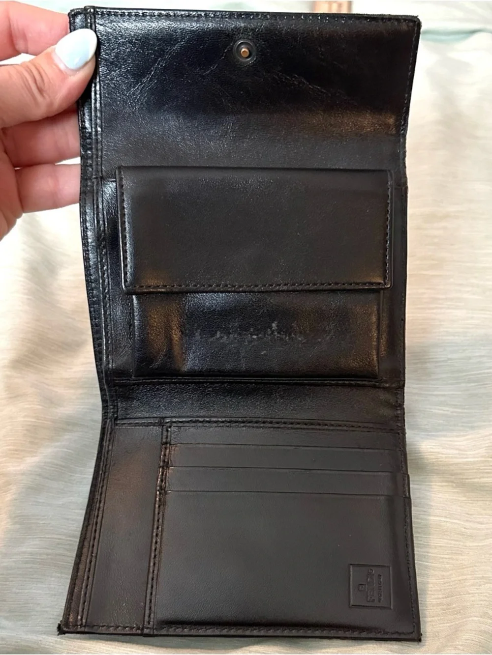 Fendi Trifold Wallet Mini FF Zucca Black Logo Classic Luxury Women’s